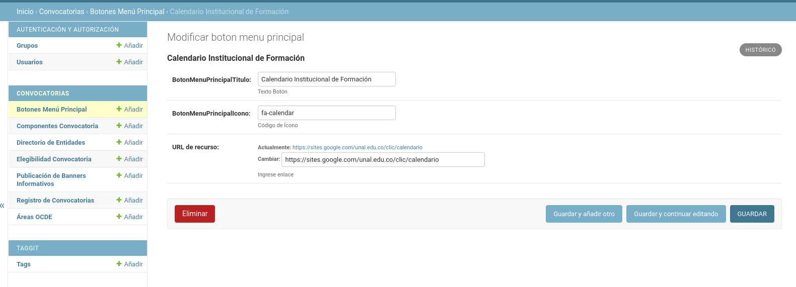 Configuración/Creación Botón Menú Principal.
